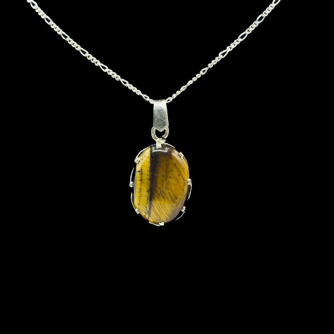 Tiger Eye Pendant - Lattice Cup Design