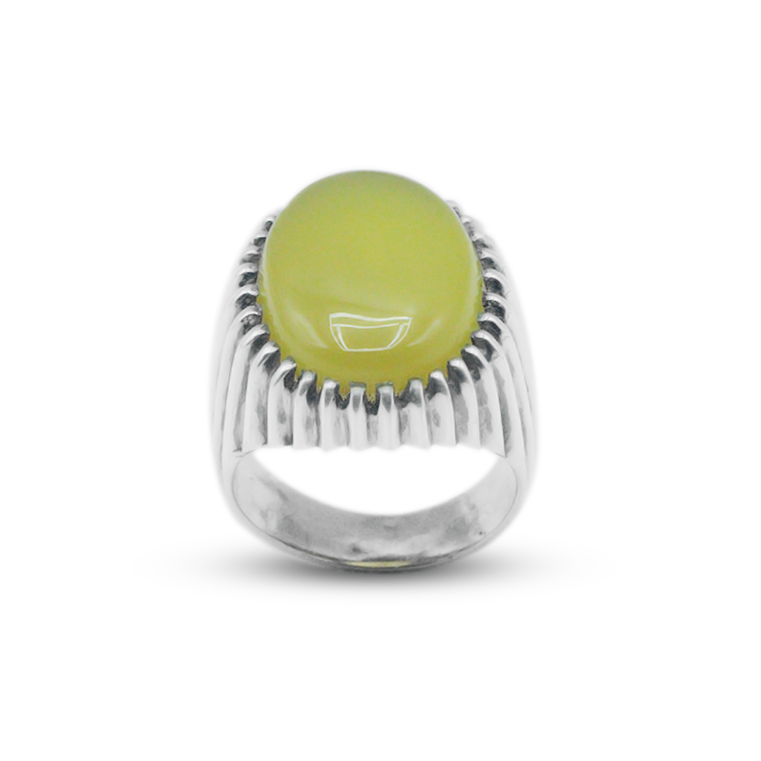 Yellow Agate Men Ring – Cut Out Design