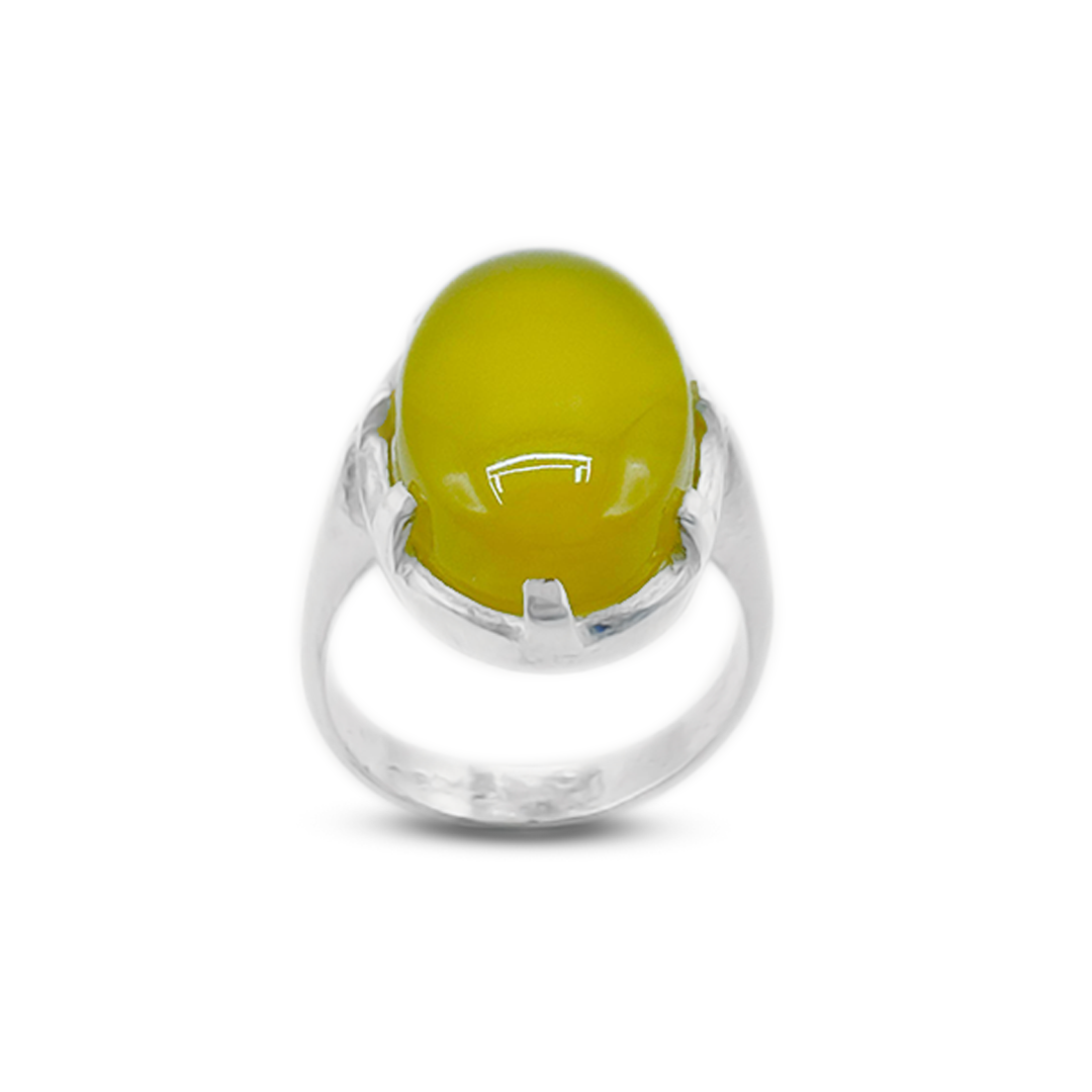 Yellow Agate Women Ring – Simple Hand Design