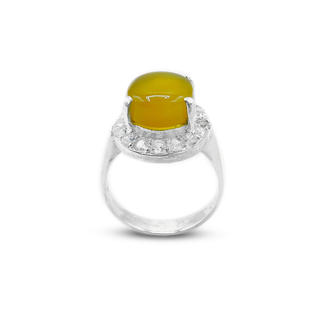 Yellow Agate Women Ring – Halo Ring