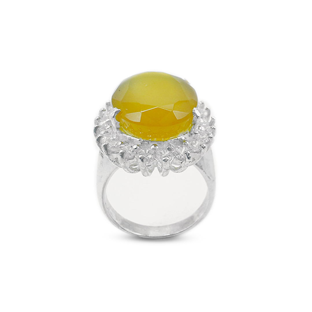Yellow Agate Women Ring – Italian Halo