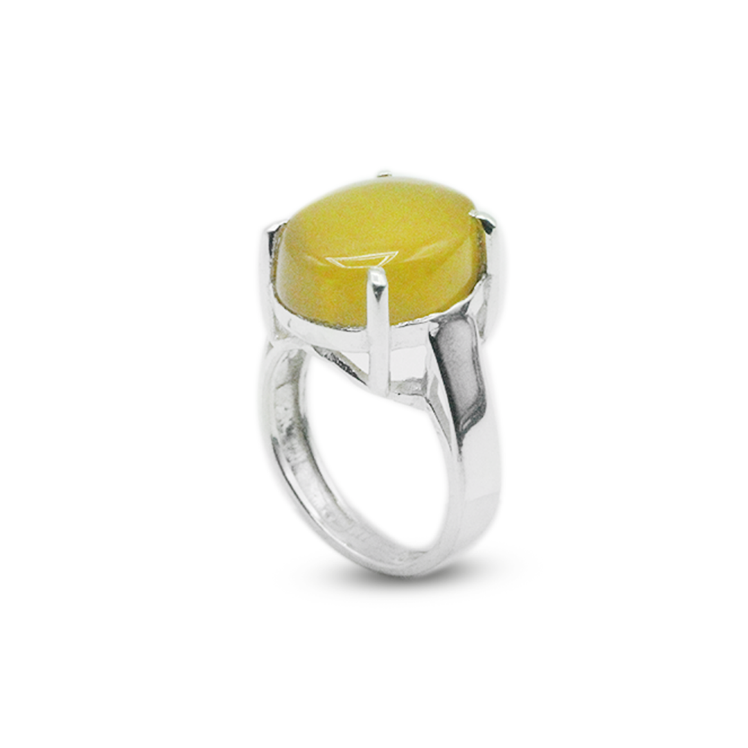 Yellow Agate Women Ring – Simple Signet Design