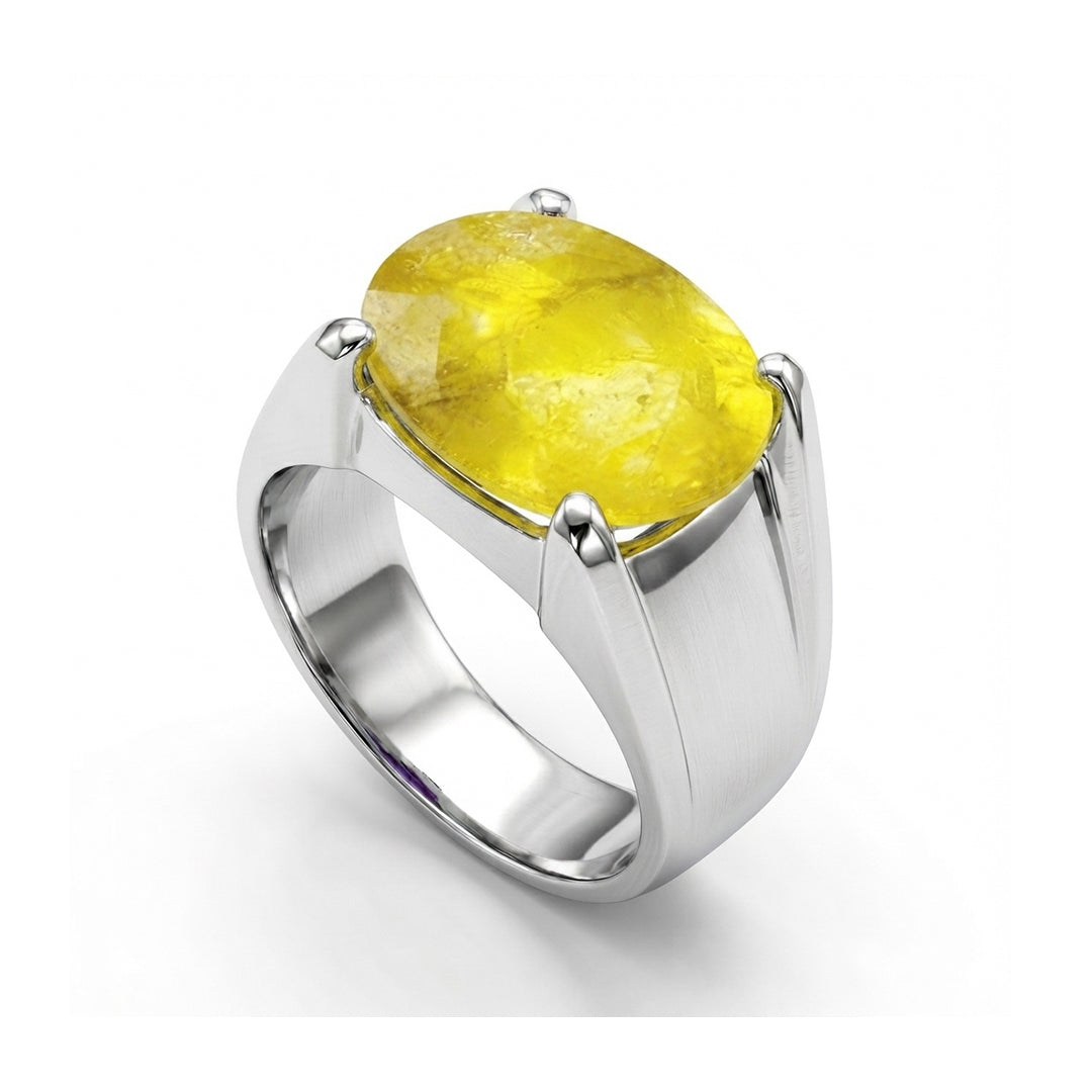 Yellow Sapphire Men Ring - Sleek