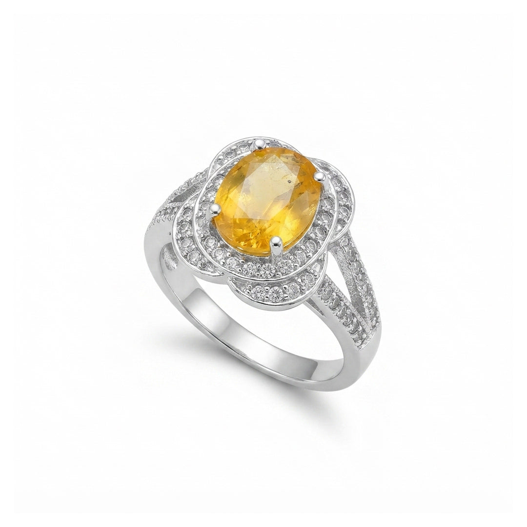 Yellow Sapphire Women Ring - Petal-Tiered