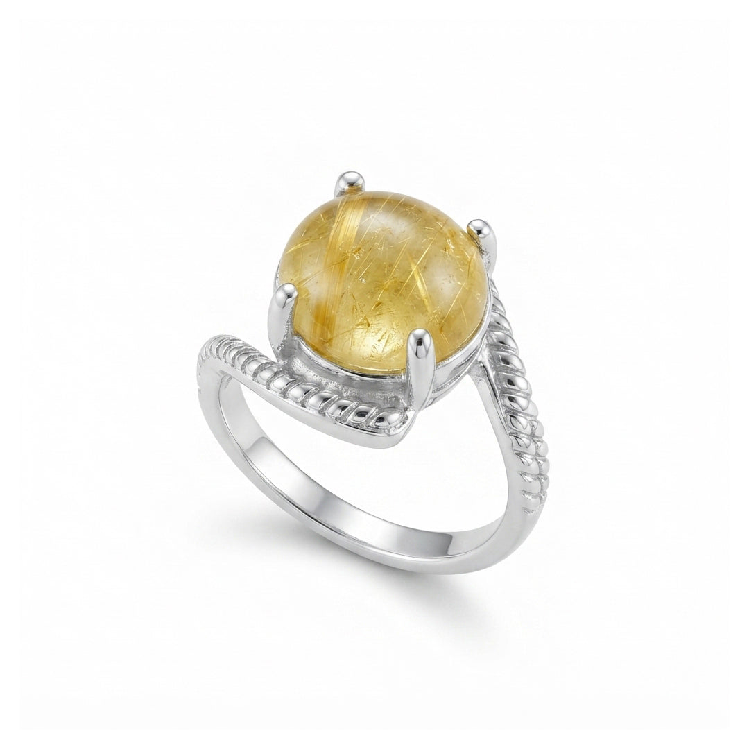 Yellow Sapphire Women Ring - Domed-Cabochon