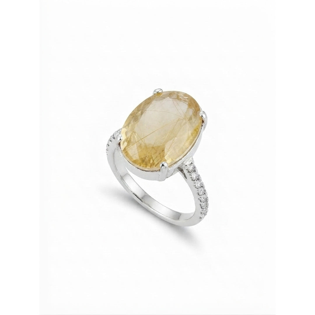Yellow Sapphire Women Ring - High-Set