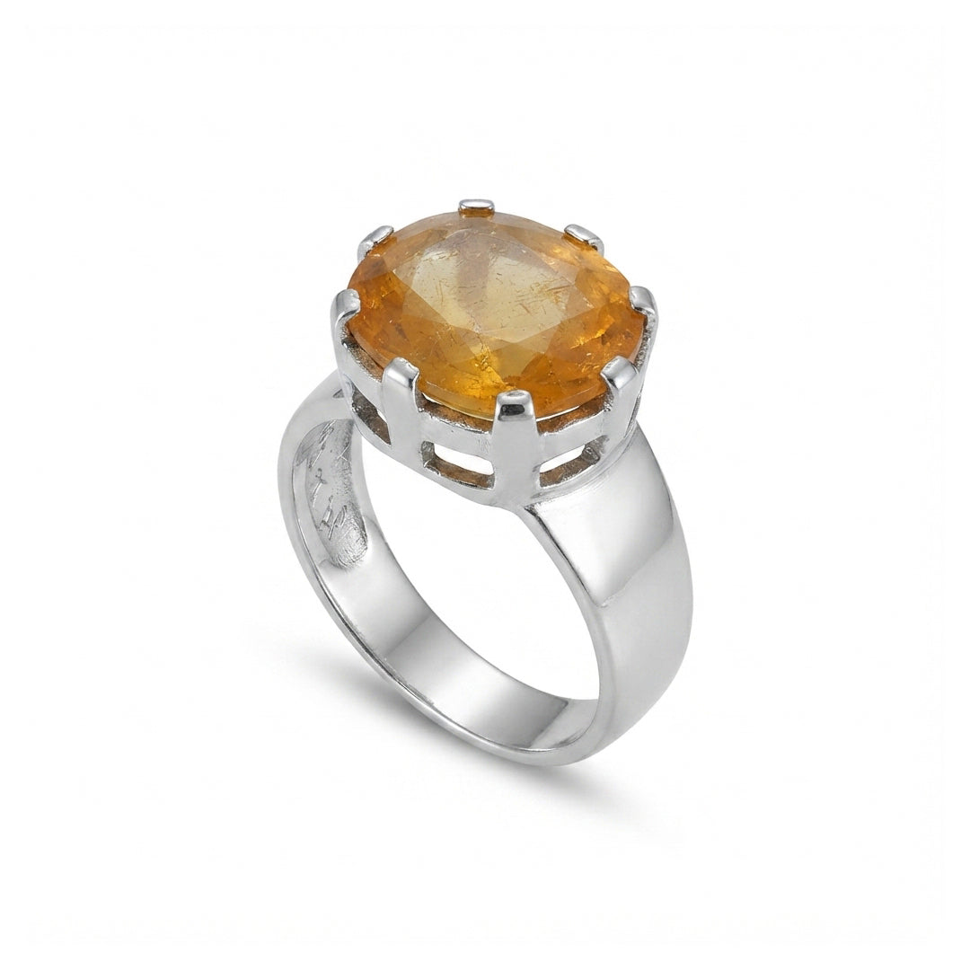 Yellow Sapphire Men Ring - Oval