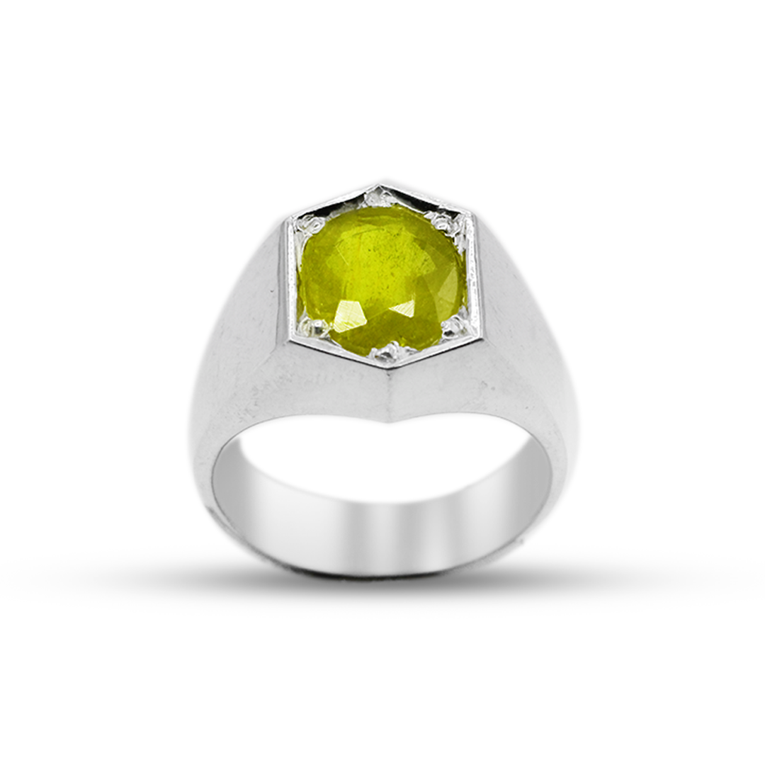 Yellow Sapphire Men Ring – Inlay Ring Design