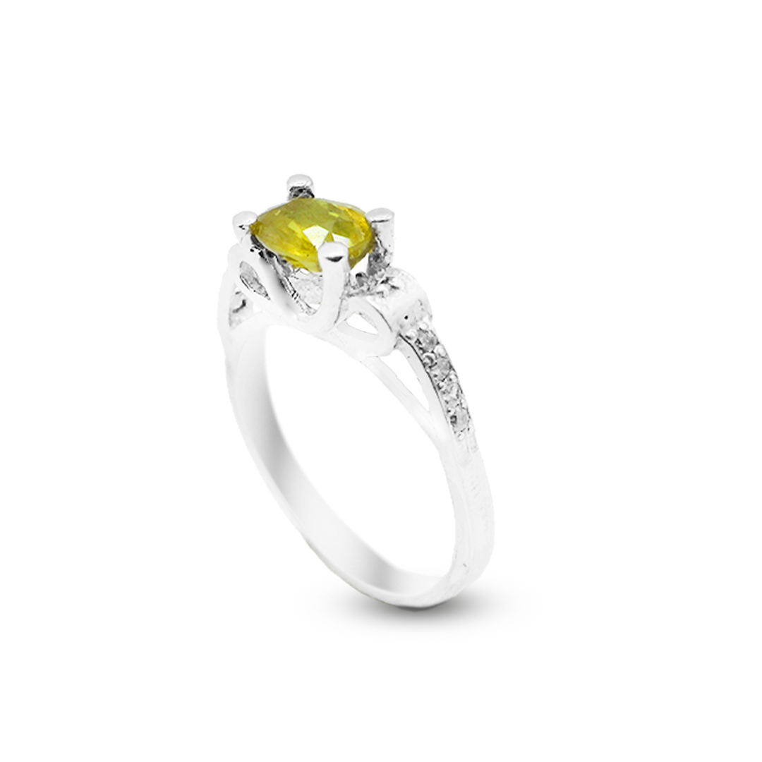 Yellow Sapphire Women Ring – Square Halo Ring