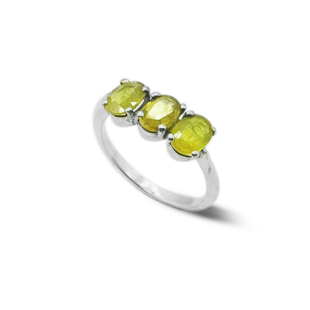Yellow Sapphire Women Ring – Three-Stone Ring