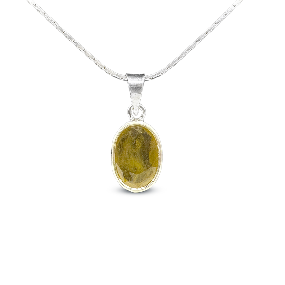 Yellow Sapphire Pendant - Oval Cup Design