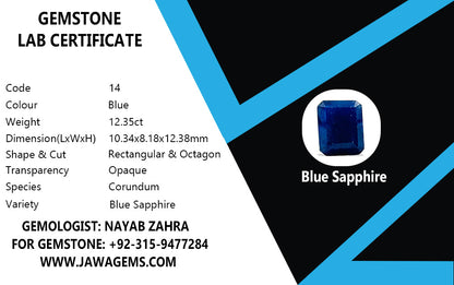 Lab Certified Blue Sapphire - 12.35 crt