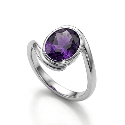 Amethyst Women Ring - Infinity Scroll