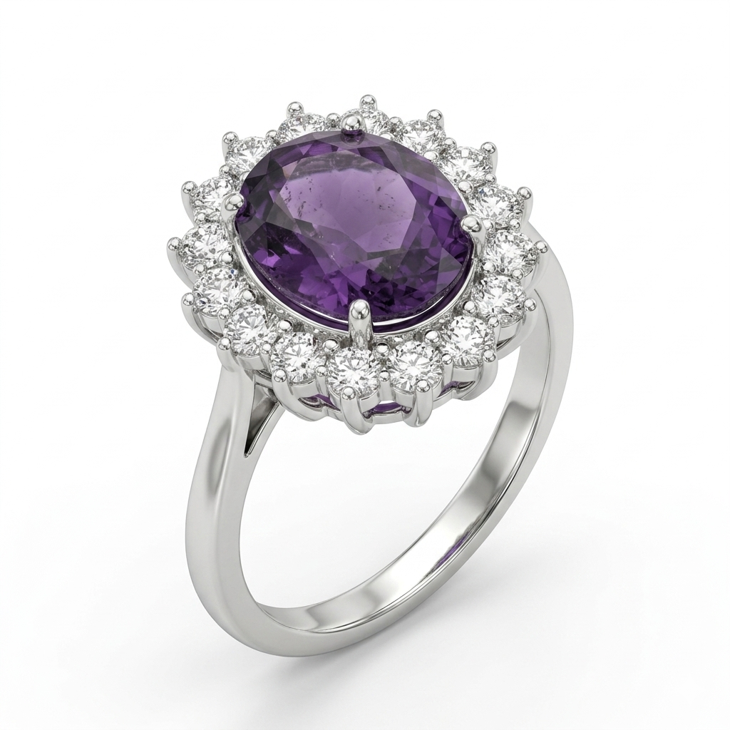 Amethyst Women Ring - Oval Split Shank