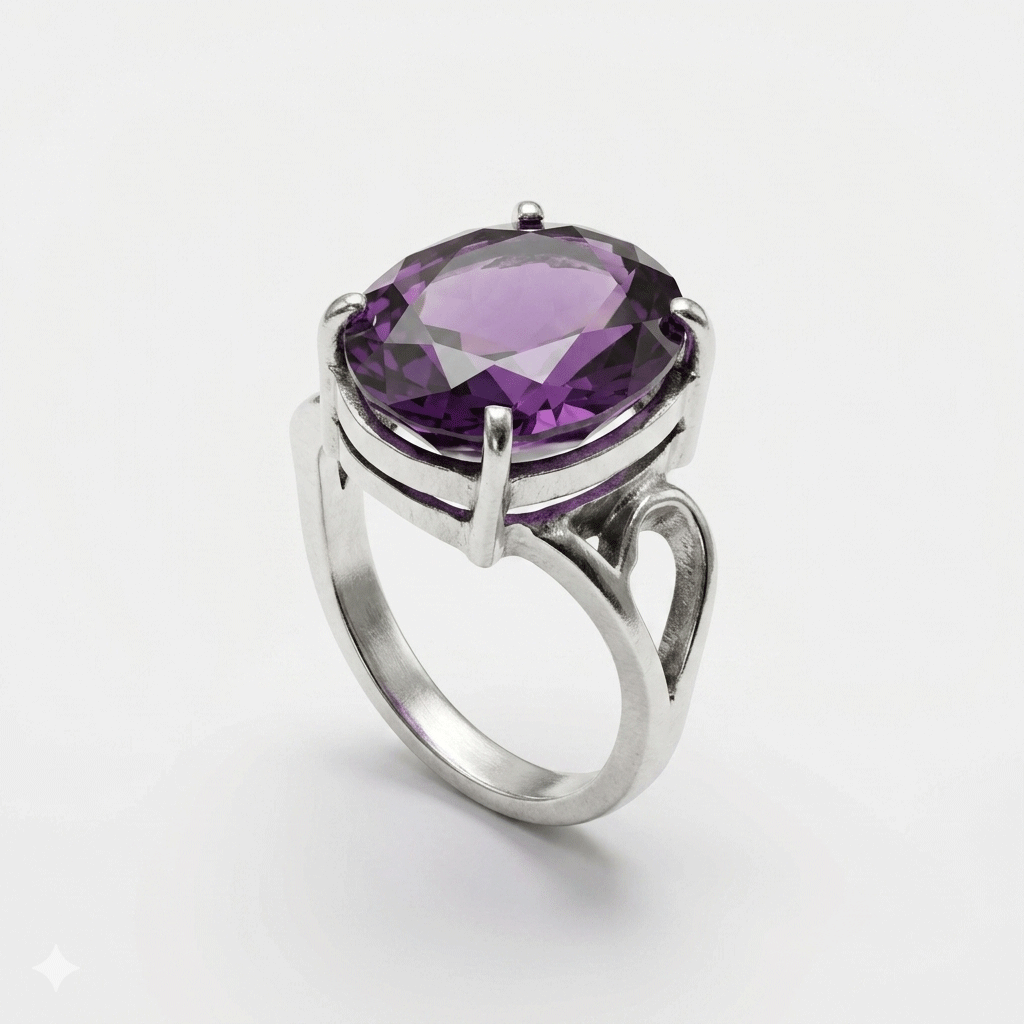 Amethyst Women Ring - Oval Bypass