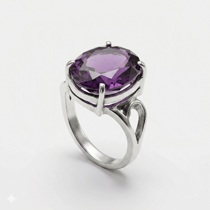 Amethyst Women Ring - Oval Bypass