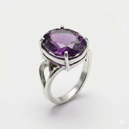 Amethyst Women Ring - Oval Bypass