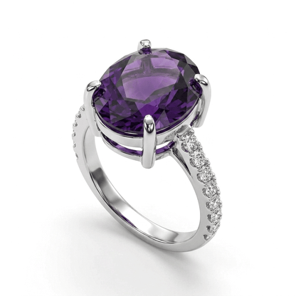 Amethyst Women Ring - Oval Faceted