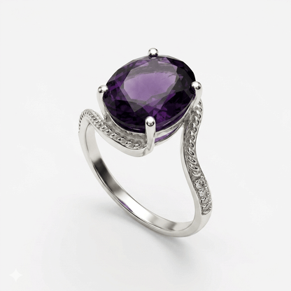 Amethyst Women RIng - Twisted Elegance