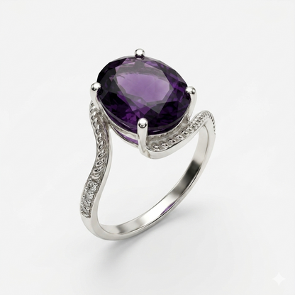 Amethyst Women RIng - Twisted Elegance