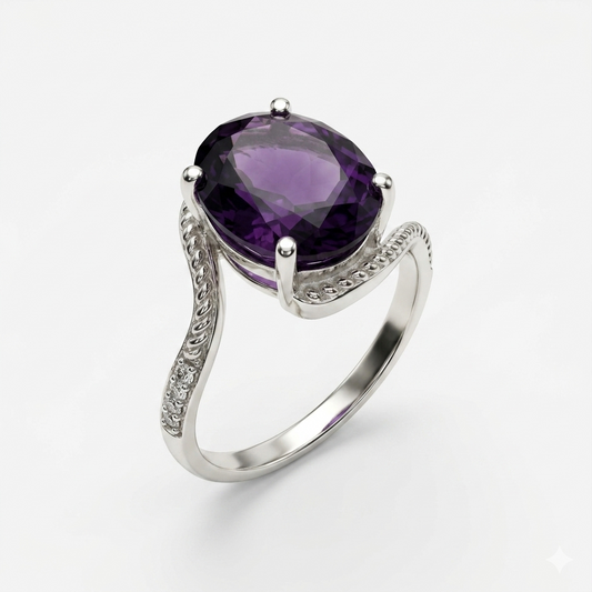 Amethyst Women RIng - Twisted Elegance