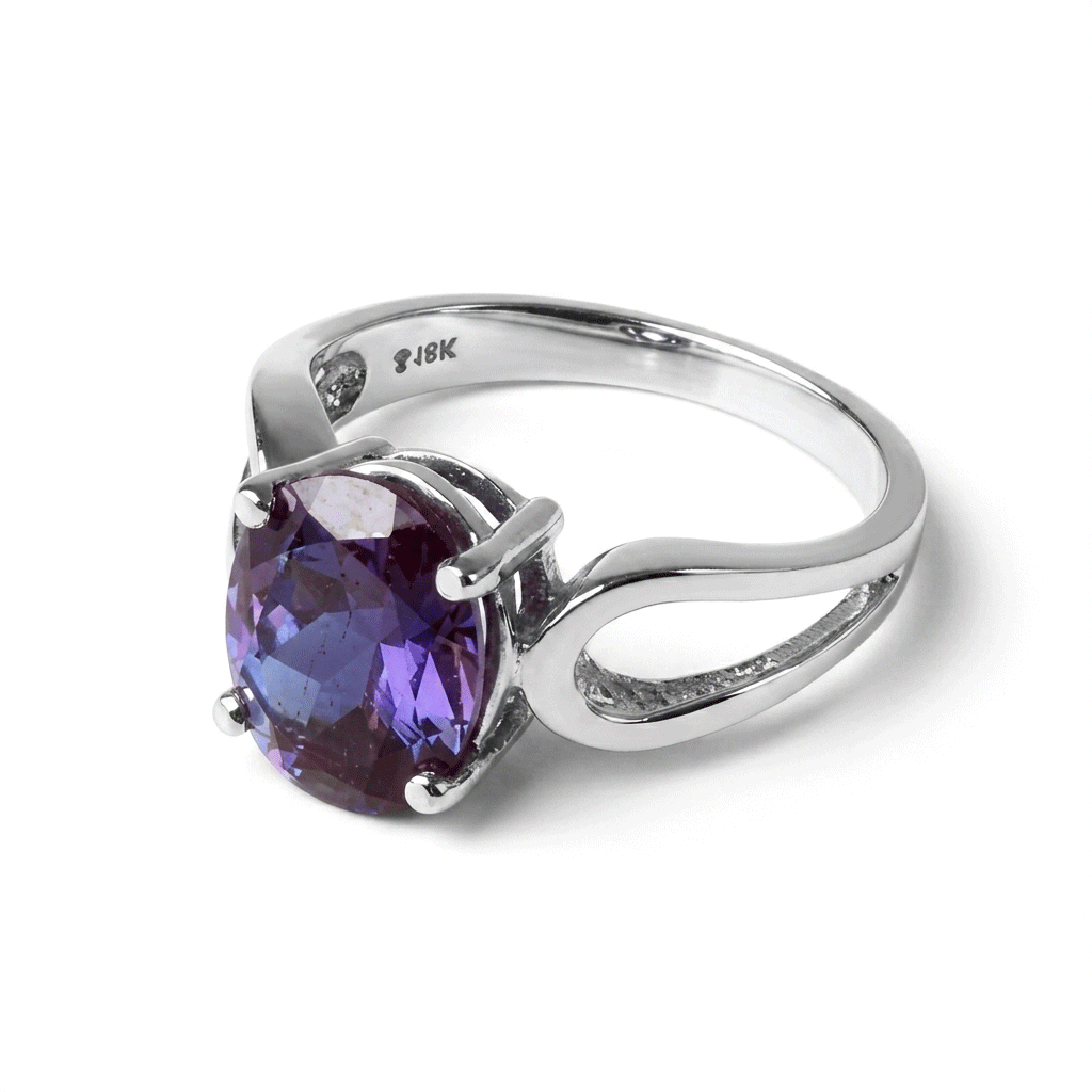 Amethyst Women Ring - Oval Split Bypass