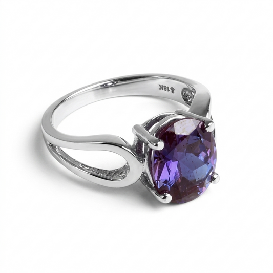 Amethyst Women Ring - Oval Split Bypass