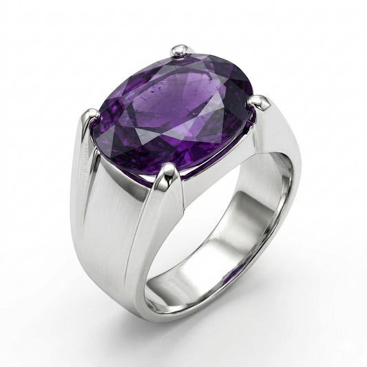 Amethyst Men Ring - Twin Pillar