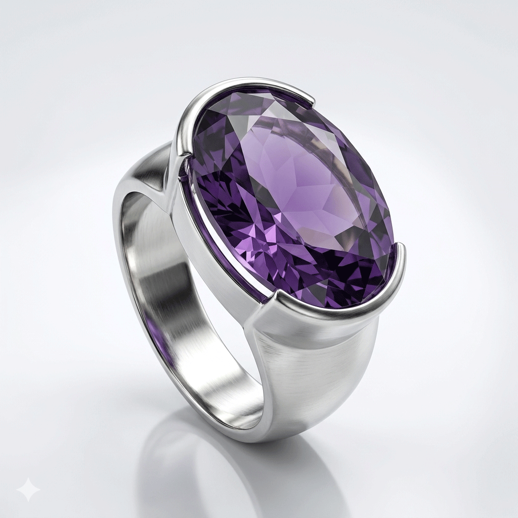 Amethyst Men Ring - Sleek Signet