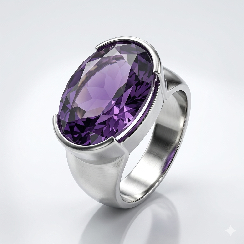 Amethyst Men Ring - Sleek Signet