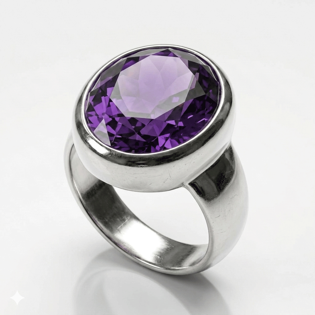 Amethyst Men Ring - Full Bezel