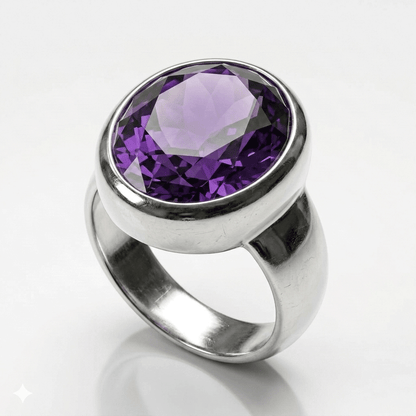 Amethyst Men Ring - Full Bezel