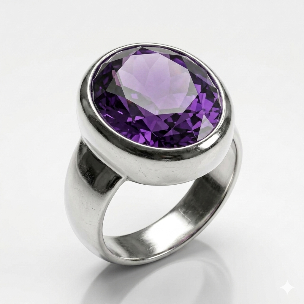 Amethyst Men Ring - Full Bezel