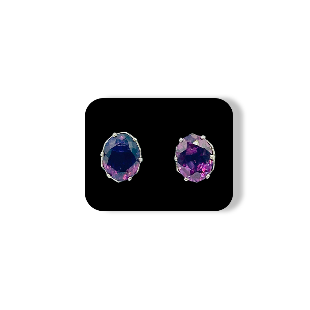 Amethyst Earring - Lattice Cover Studs