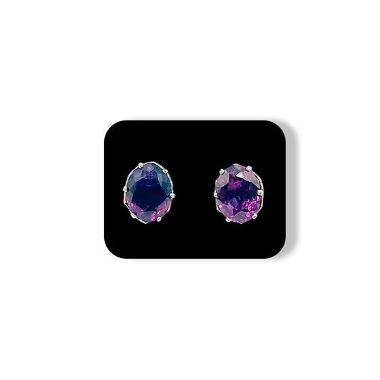 Amethyst Earring - Lattice Cover Studs