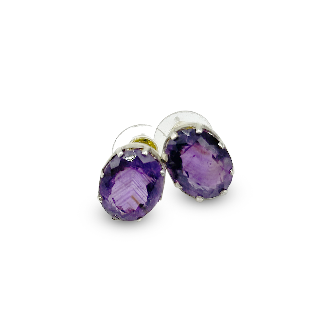 Amethyst Earring - Lattice Cover Studs