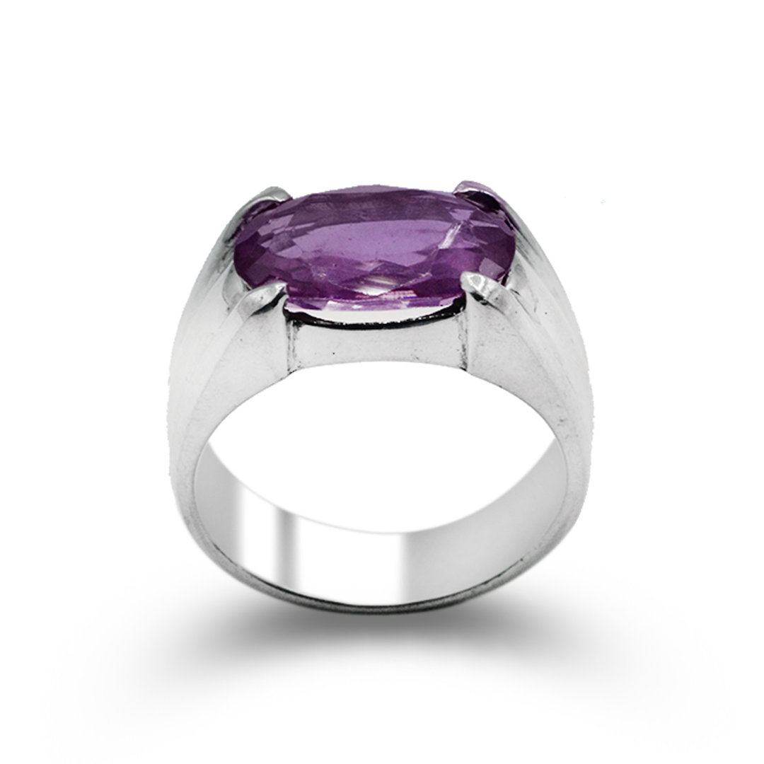 Amethyst Men Ring - Fancy Corner Cut