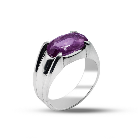 Amethyst Men Ring - Fancy Corner Cut