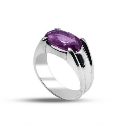 Amethyst Men Ring - Fancy Corner Cut