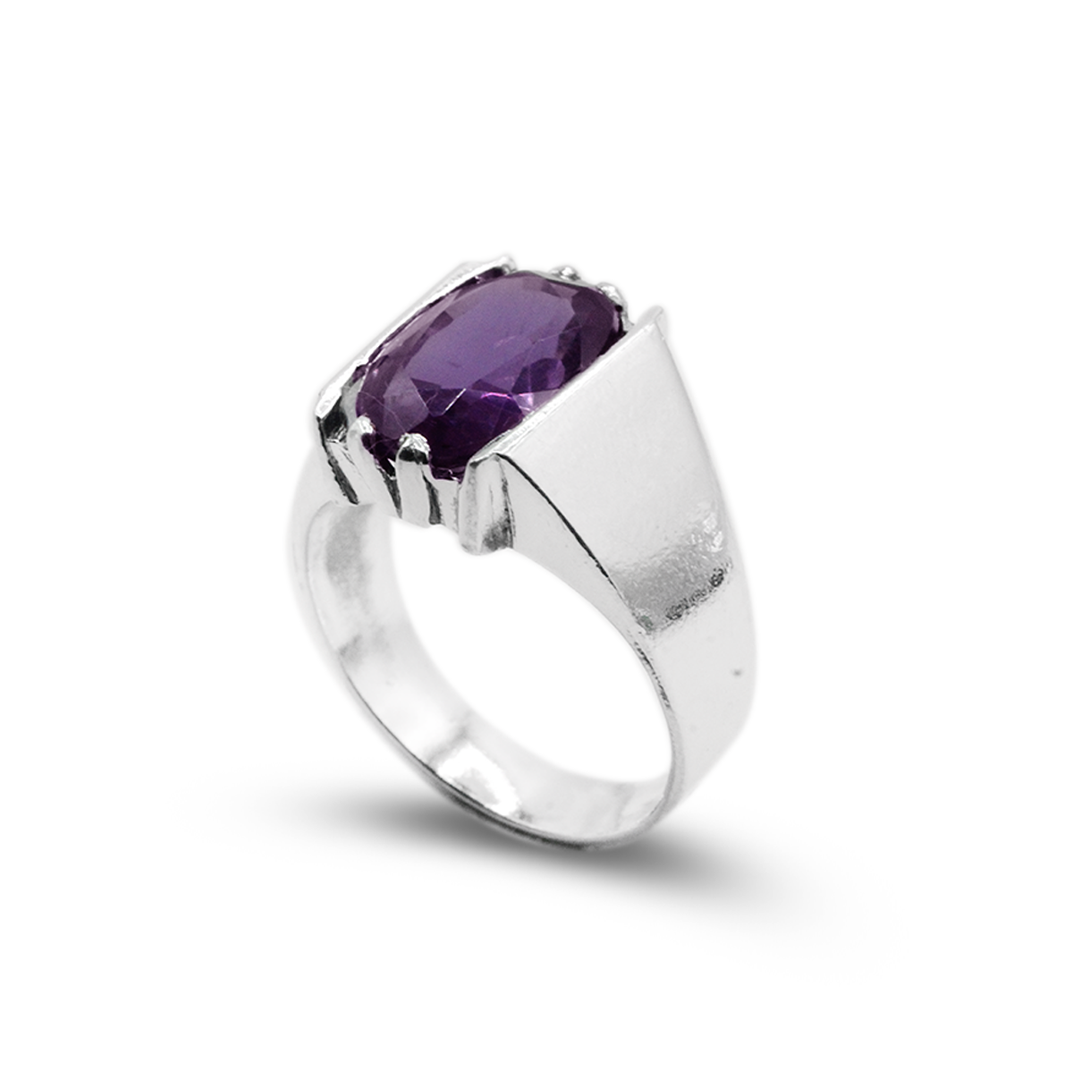 Amethyst Men Ring – Cross Piller Cup