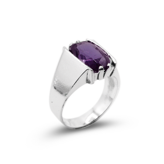 Amethyst Men Ring – Cross Piller Cup