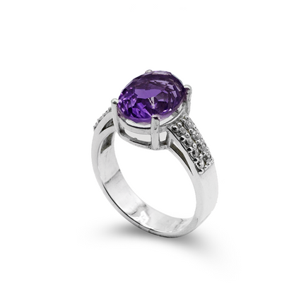 Amethyst Women Ring – Zircon Band Design