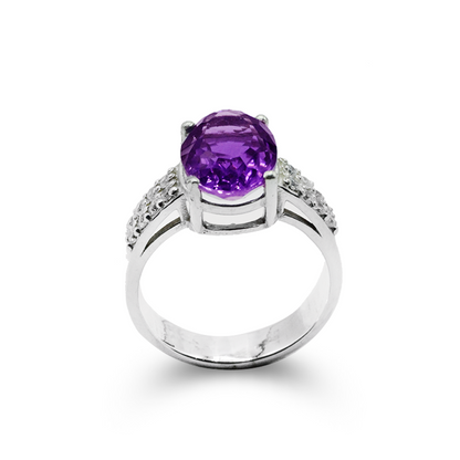 Amethyst Women Ring – Zircon Band Design