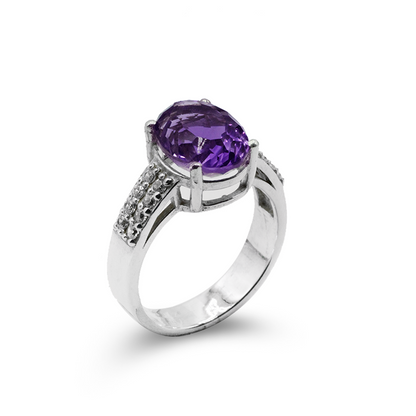 Amethyst Women Ring – Zircon Band Design