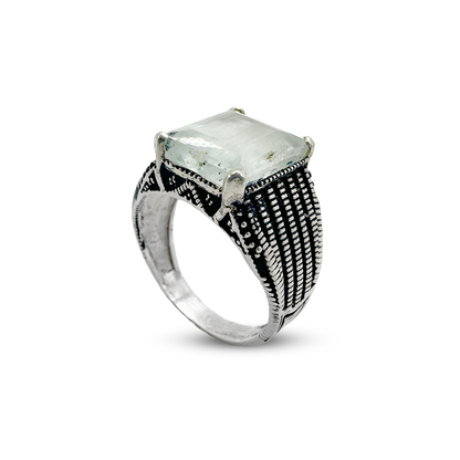 Aquamarine Men Ring - Turquish Design