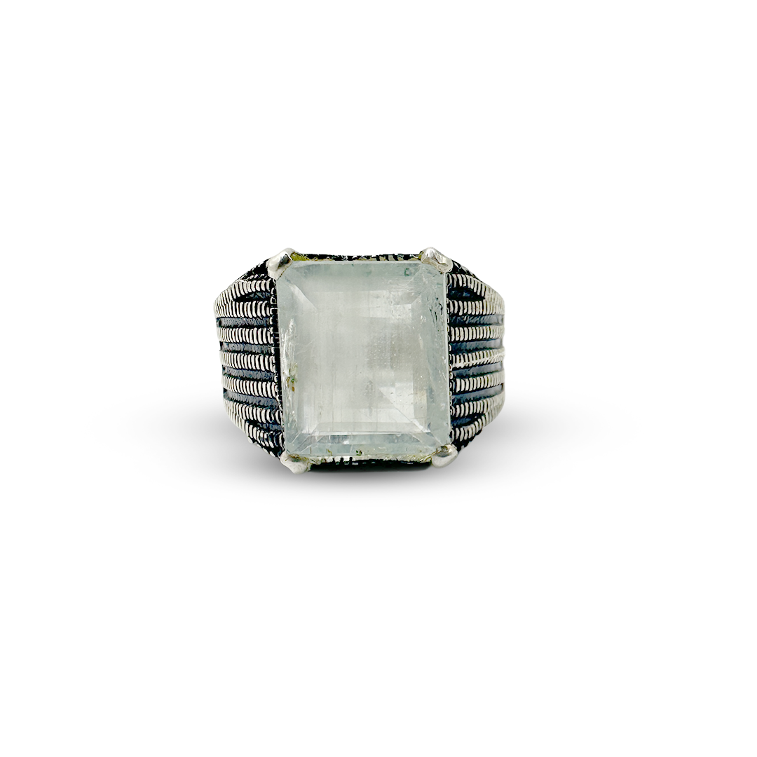 Aquamarine Men Ring - Turquish Design