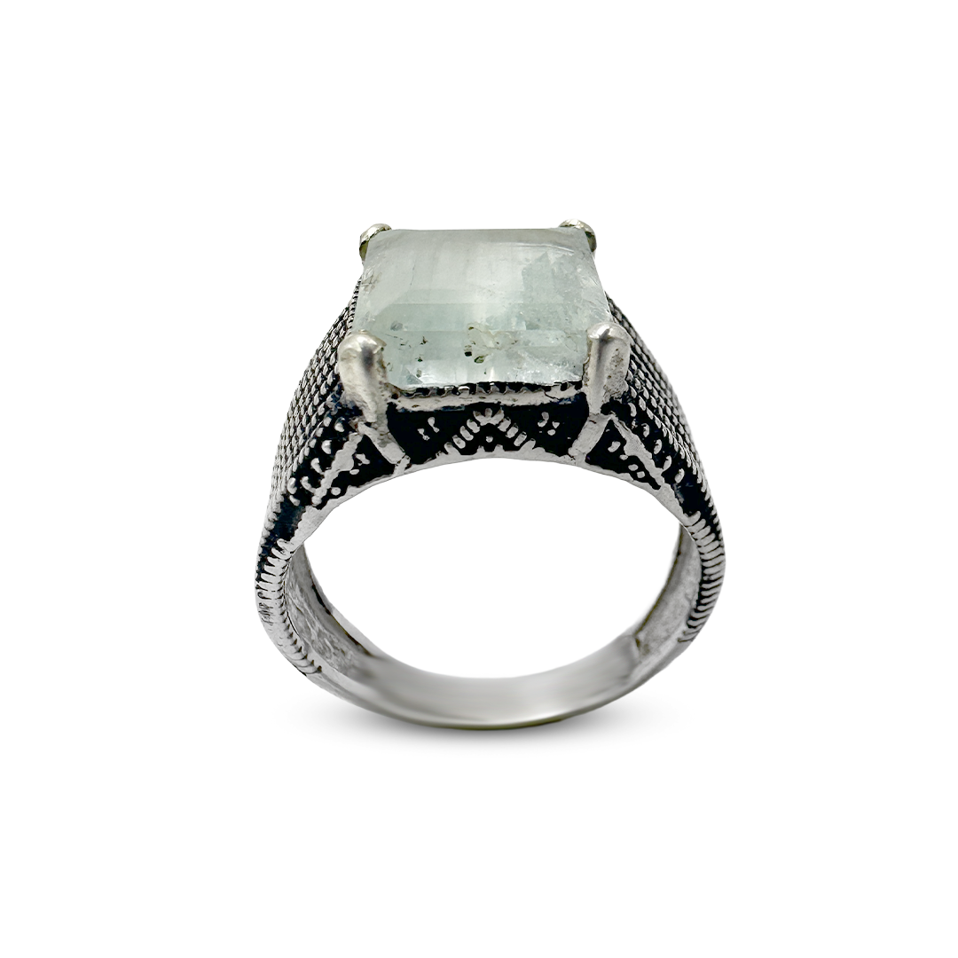 Aquamarine Men Ring - Turquish Design