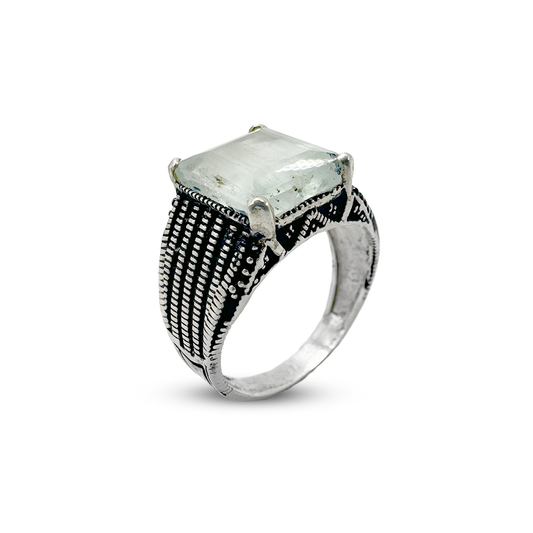Aquamarine Men Ring - Turquish Design