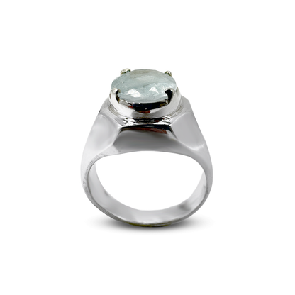 Aquamarine Men Ring - Mouse face Design