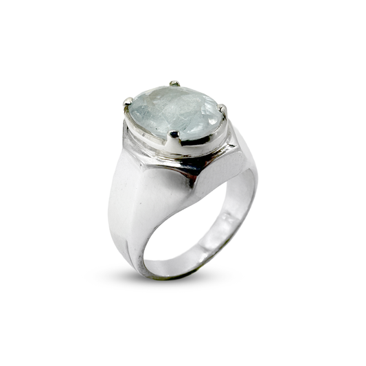 Aquamarine Men Ring - Mouse face Design